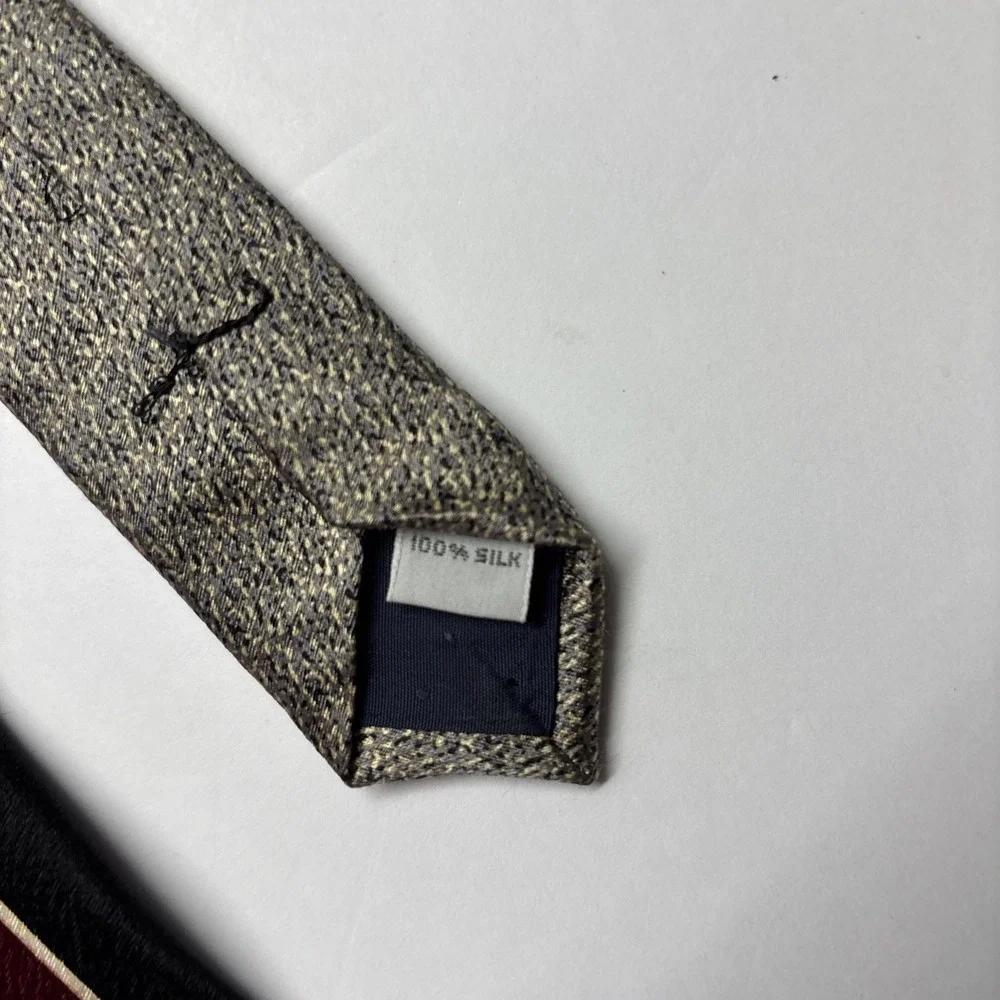 Tie, Pierre Cardin Long ABSTRACT Wave Frame Navy Grey Wine‎ Gold Import SILK USA